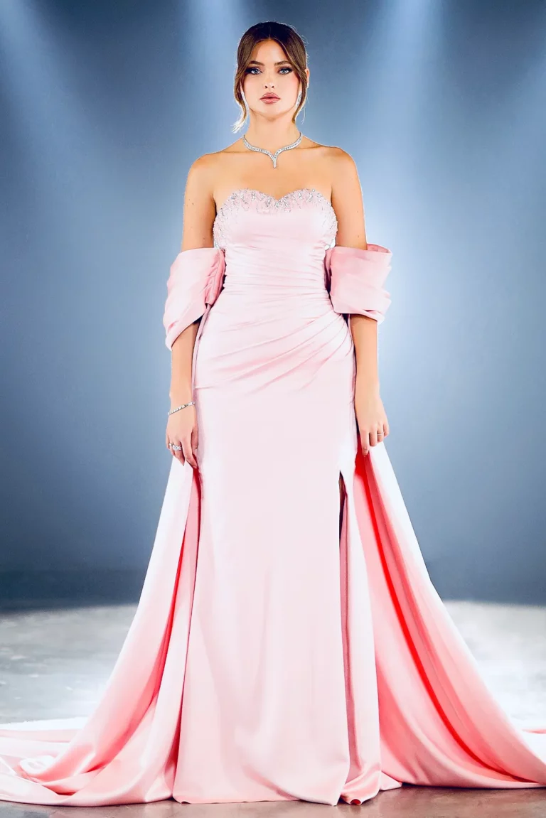 Fully Embroidered Cape Gown