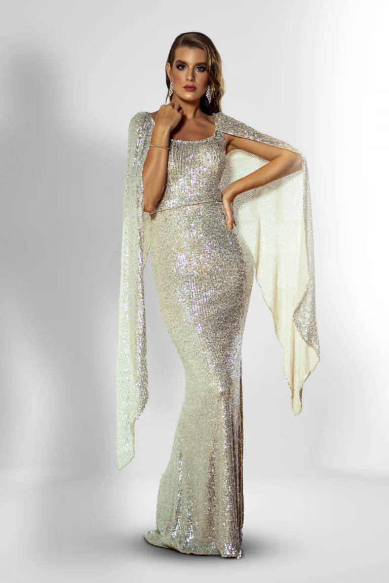 Sequin Cape Gown